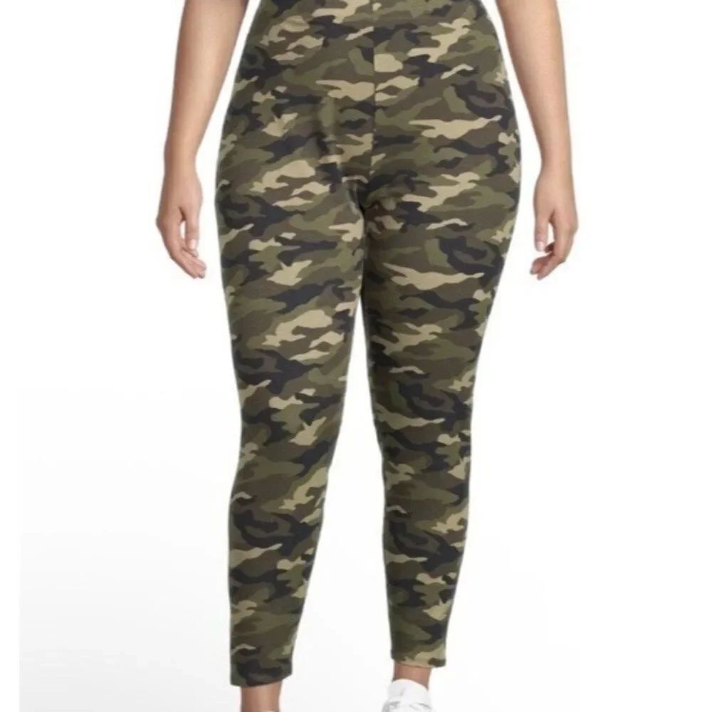 No Boundaries Ladies XXL Green Camo Ankle Leggings Activewear Pull On Pants New
